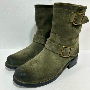 Women’s FRYE green suede Vicky engineering boots in women’s size 7